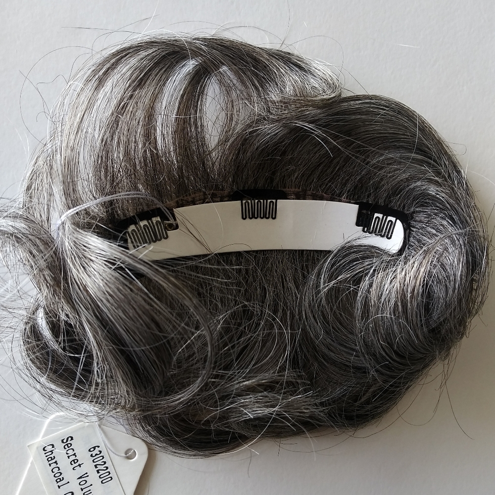 New Charcoal Grey Topper hair piece -for thinning hair & hair loss -easy to use